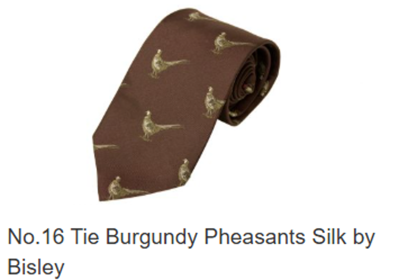 BISLEY BIT16 TIES BURGUNDY PHEASANT SILK
