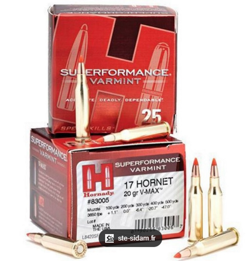 HORNADY 17 HORNET 20gr V-MAX SPF VARMINT 83005