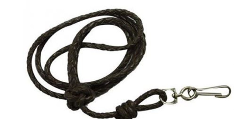 PLAITED LEATHER LANYARD BROWN
