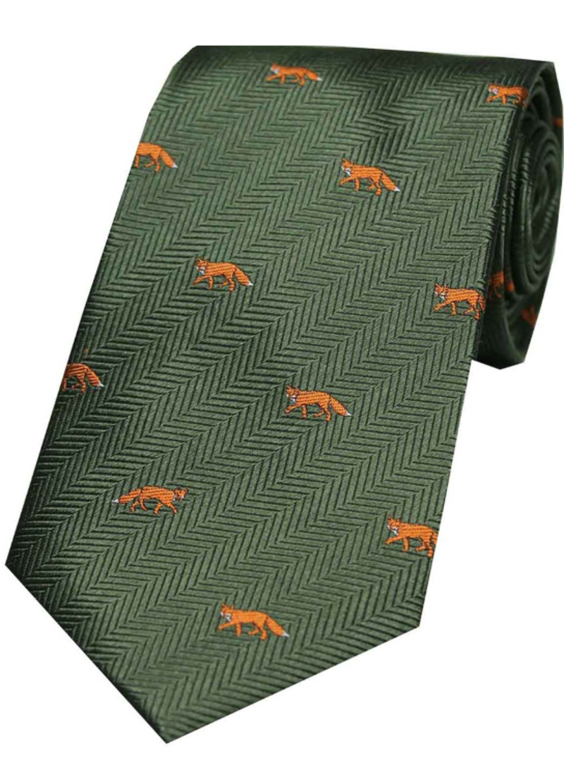 Soprano Foxes on Green Country Silk Tie