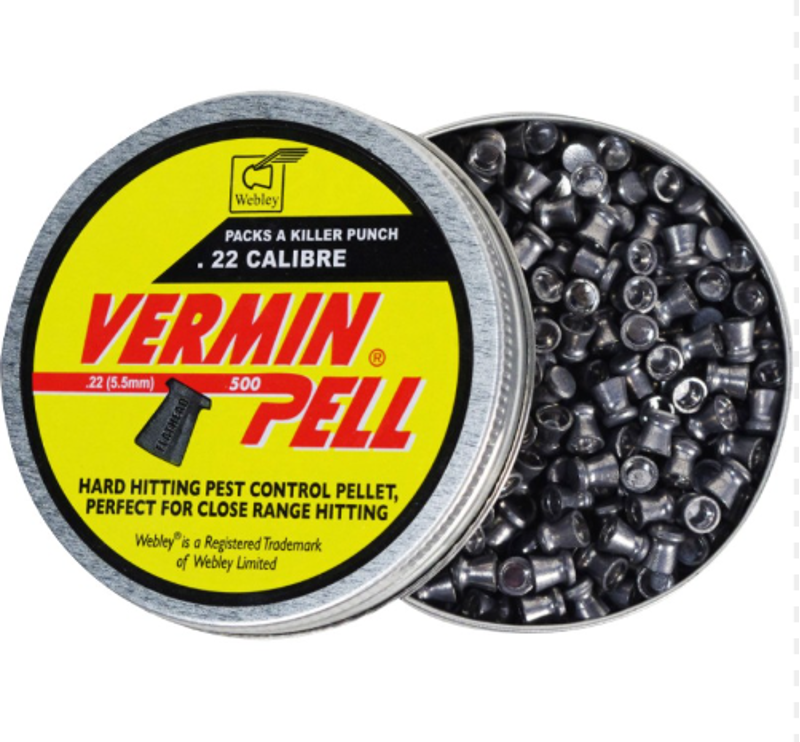 WEBLEY .22 VERMIN PELL  14.3gr 500