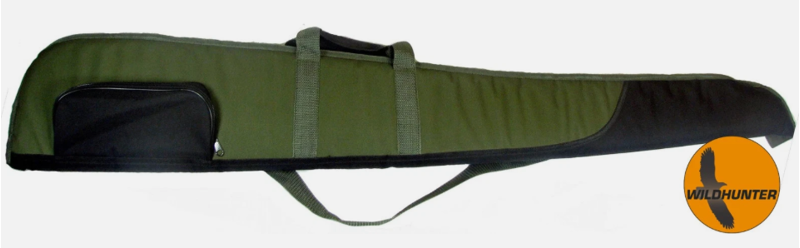 WILDHUNTER Green And Black Shotgun Slip 54 inch  An all round great value case for keeping your shotgun safe when in transport Padded with Zipped closure Reinforced end Adjustable shoulder strap Length 52 Pocket on front