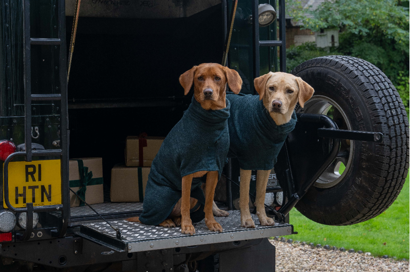 RUFF AND TUMBLE Classic Dog Drying Coat FORREST GREEN L Top Line 57cm-67cm
